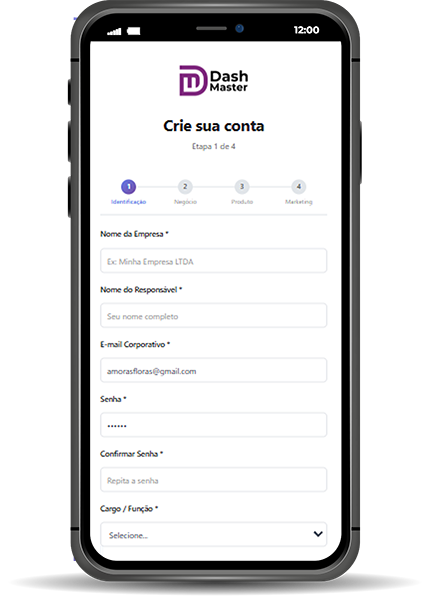 DashMaster acessível em desktop e dispositivos móveis